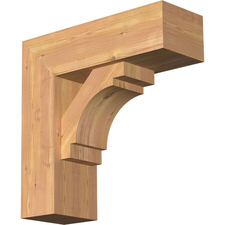 Merced Block Smooth Bracket W/ Offset Brace, Western Red Cedar, 7 1/2W X 22D X 22H